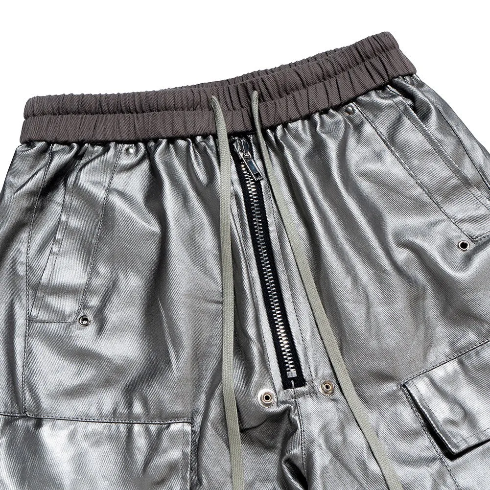 Metallic Wide Leg Cargo Pants