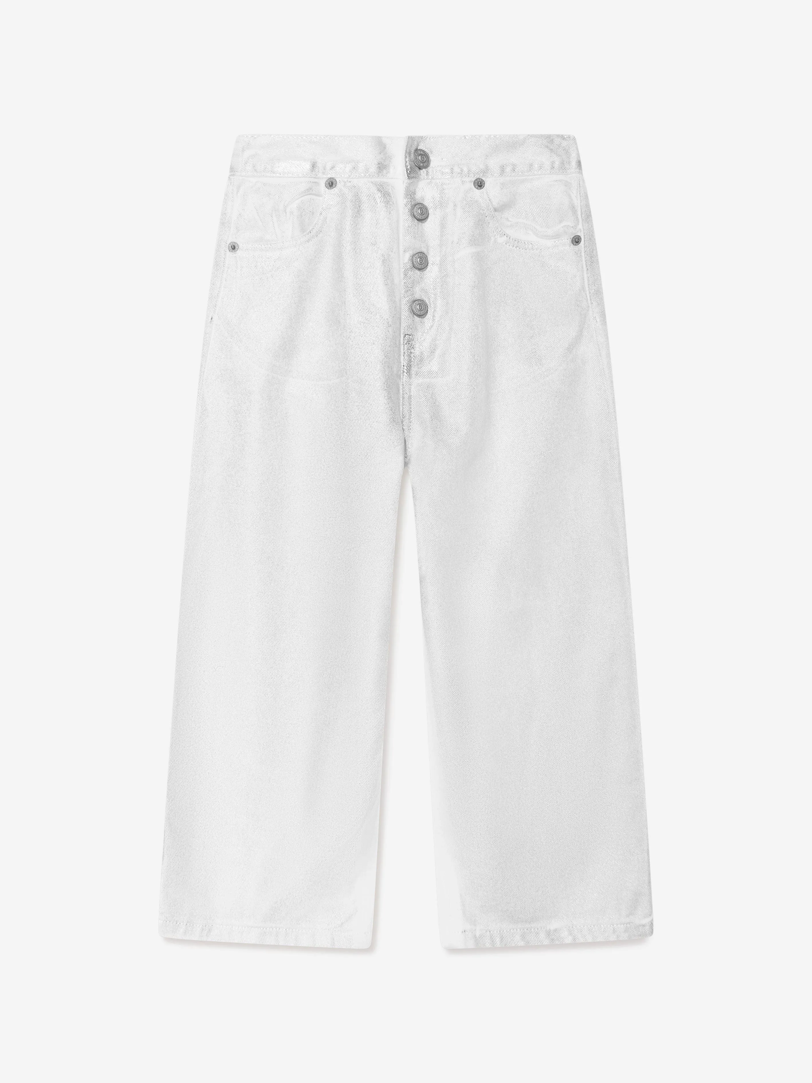 MM6 Maison Margiela Kids Metallic Effect Jeans in Silver