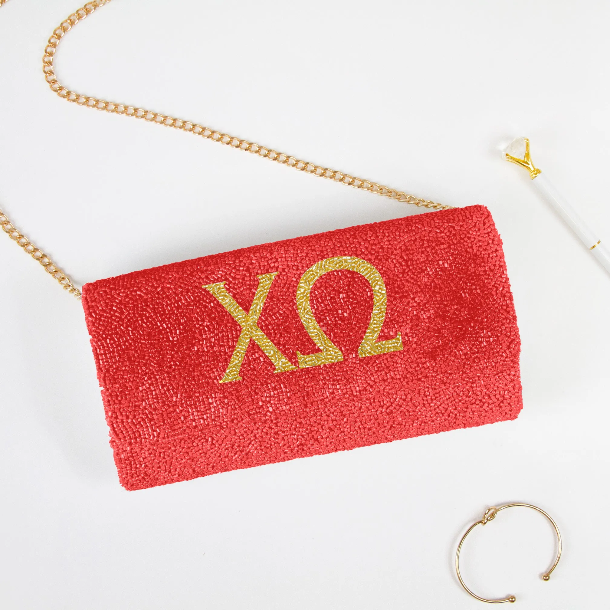 Personality Sorority Beaded Clutch Bag