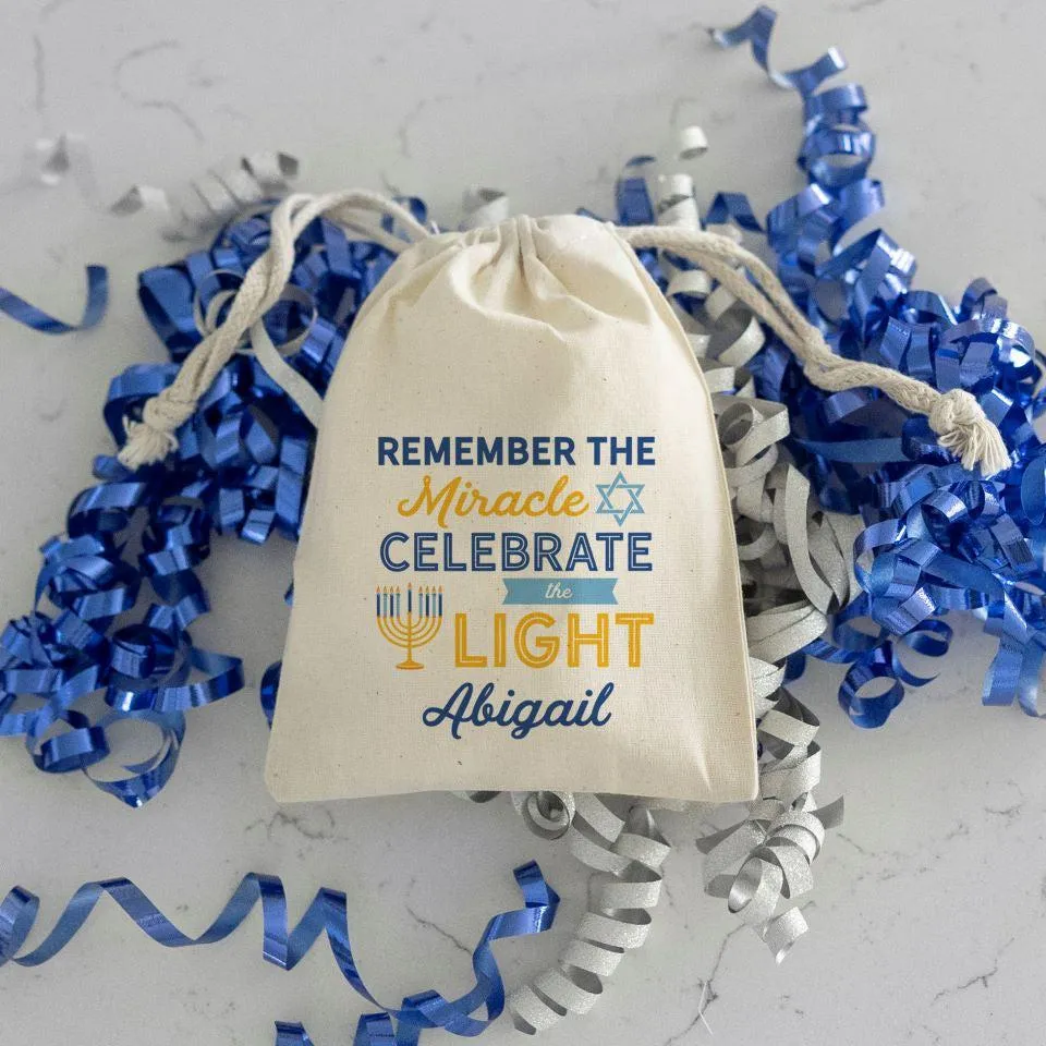 Personalized Hanukkah Drawstring Gift Bags