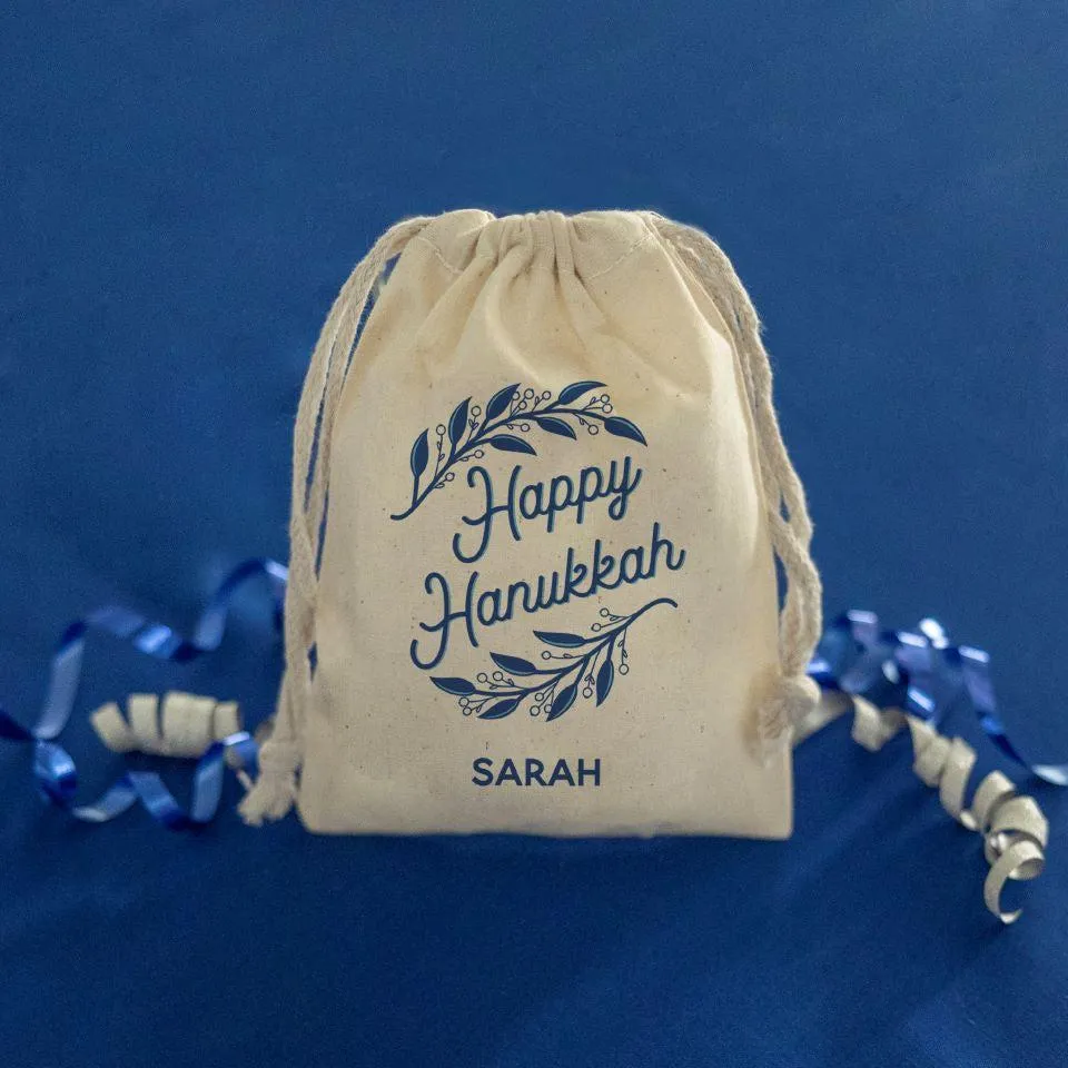 Personalized Hanukkah Drawstring Gift Bags