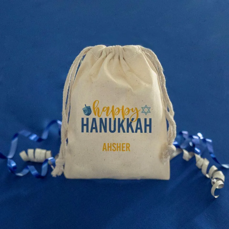 Personalized Hanukkah Drawstring Gift Bags