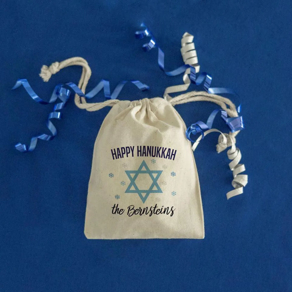 Personalized Hanukkah Drawstring Gift Bags