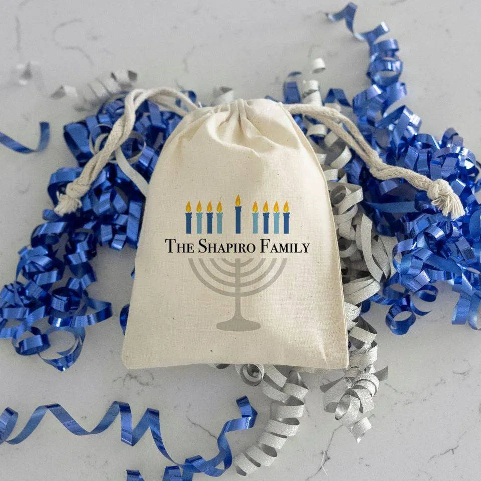 Personalized Hanukkah Drawstring Gift Bags