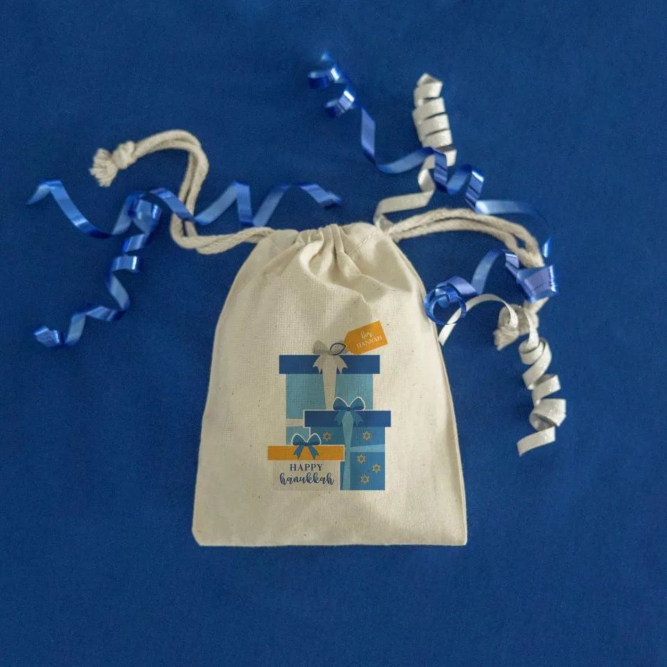 Personalized Hanukkah Drawstring Gift Bags