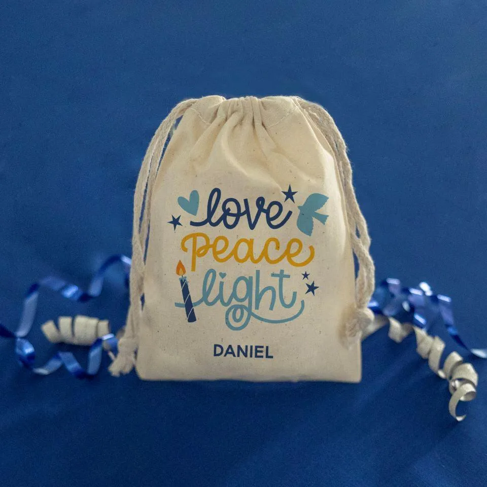 Personalized Hanukkah Drawstring Gift Bags