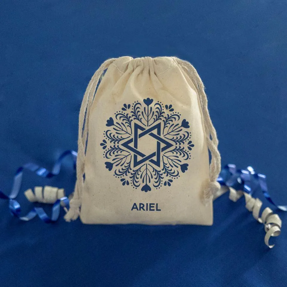 Personalized Hanukkah Drawstring Gift Bags