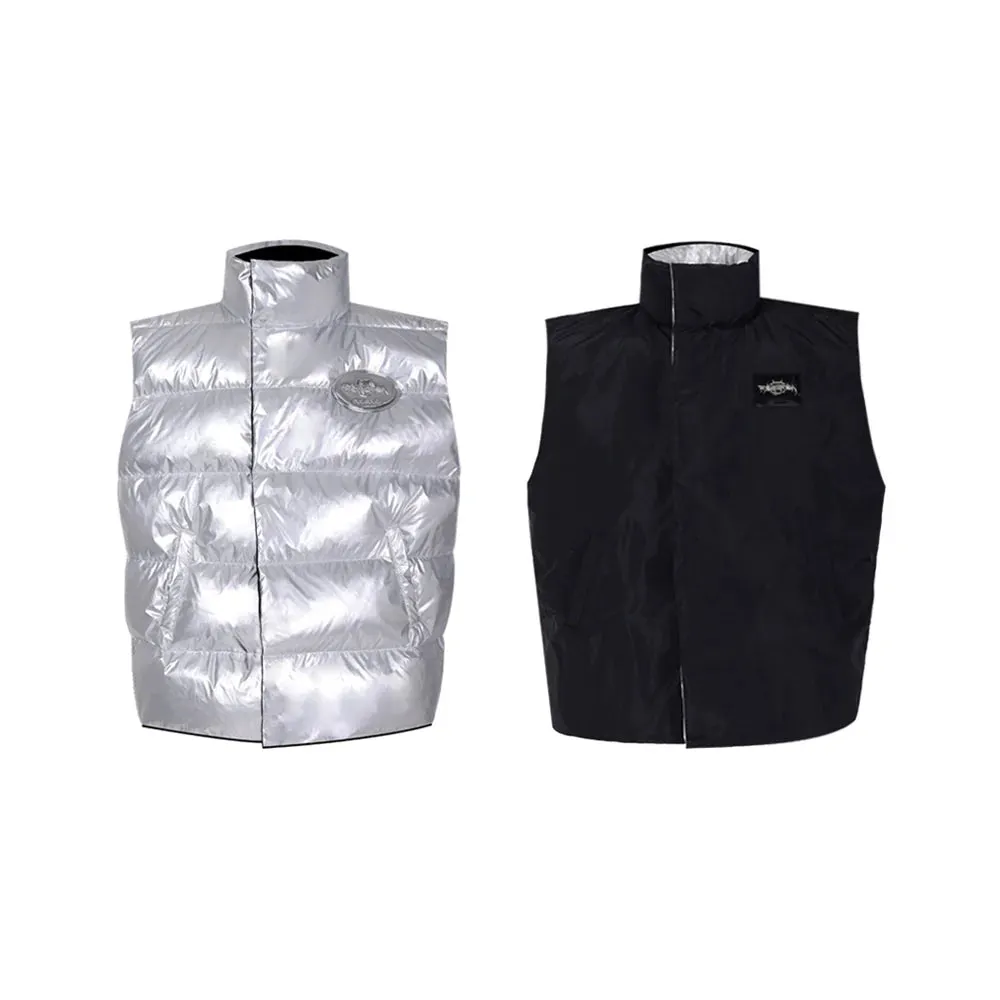 PINKSPINK Reversible Puffer Vest - Silver/Black