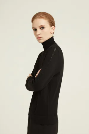 Pointelle Rollneck Merino Sweater