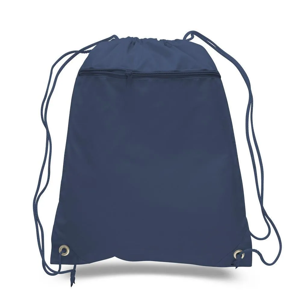 Polyester Cheap Drawstring Bags with Front Pocket