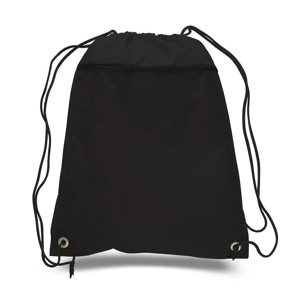 Polyester Cheap Drawstring Bags with Front Pocket