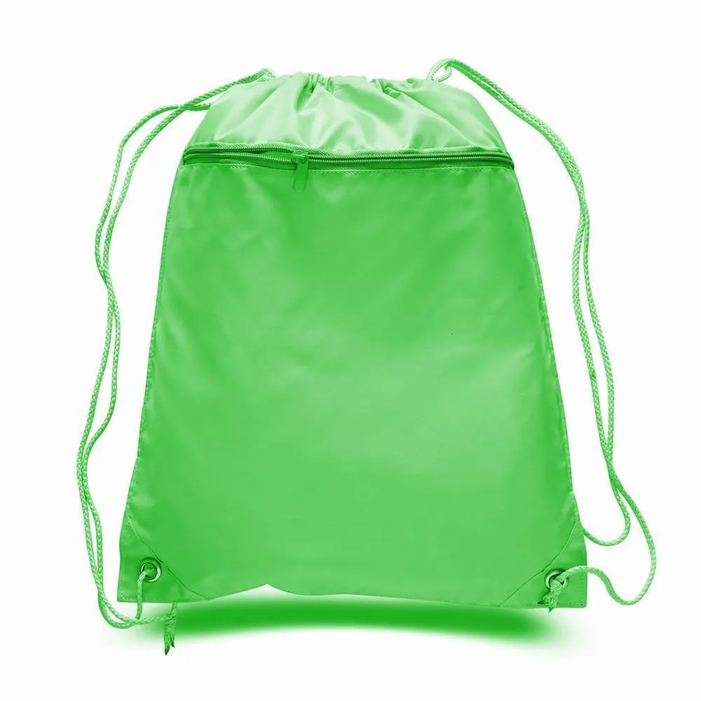 Polyester Cheap Drawstring Bags with Front Pocket