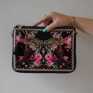 Printed Clutch bag - Parisian Summer Black