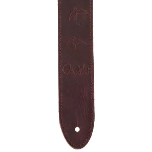 PRS 2 Inch Reversible Leather and Suede Birds Guitar Strap - Oxblood