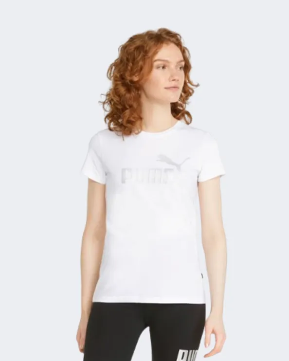 Puma Essentials  Metallic Logo Women Lifestyle T-Shirt White