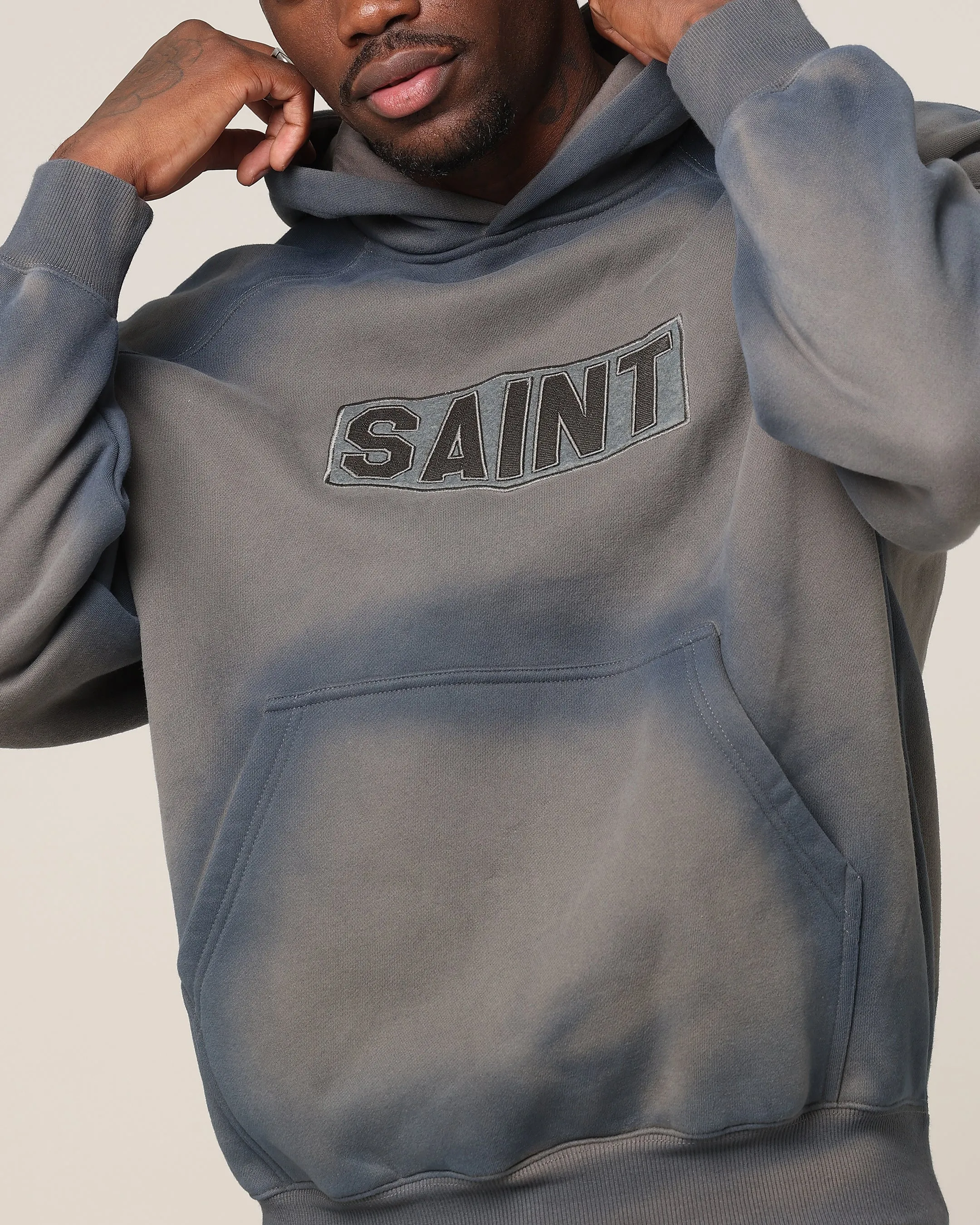 Saint Morta Faded Motor Hoodie Charcoal