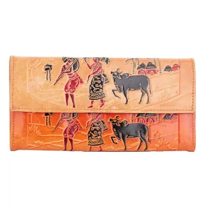 Shantiniketan Genuine Leather Large Clutch Handbag with 4 Compartments - Ideal for Women