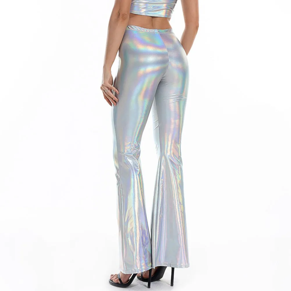 Shiny Holographic Metallic Pants