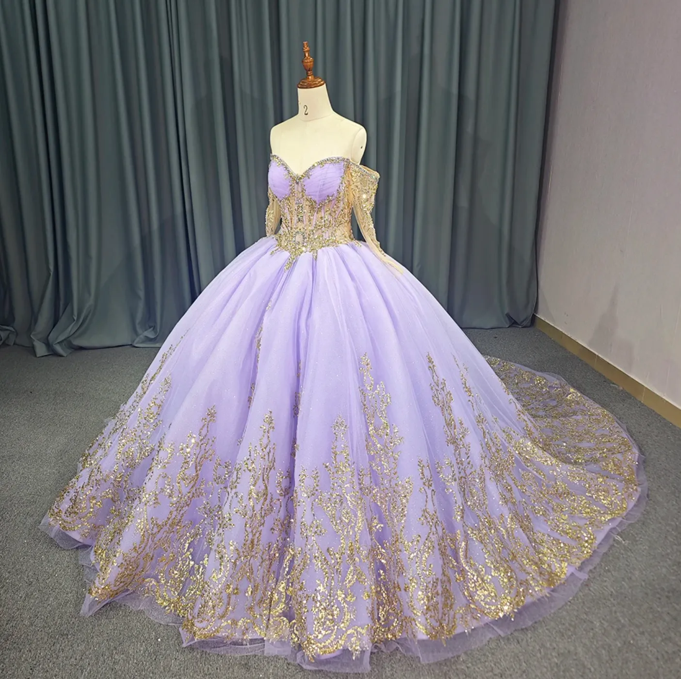 Shiny Scoop Quinceanera Ball Gown Lace-Up Dress Beading Floor-length Evening Gown