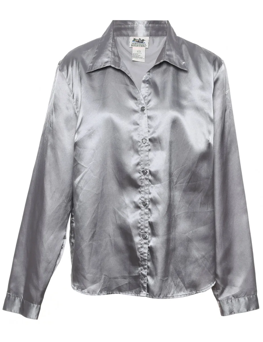 Silver Shiny Metallic Shirt - XL