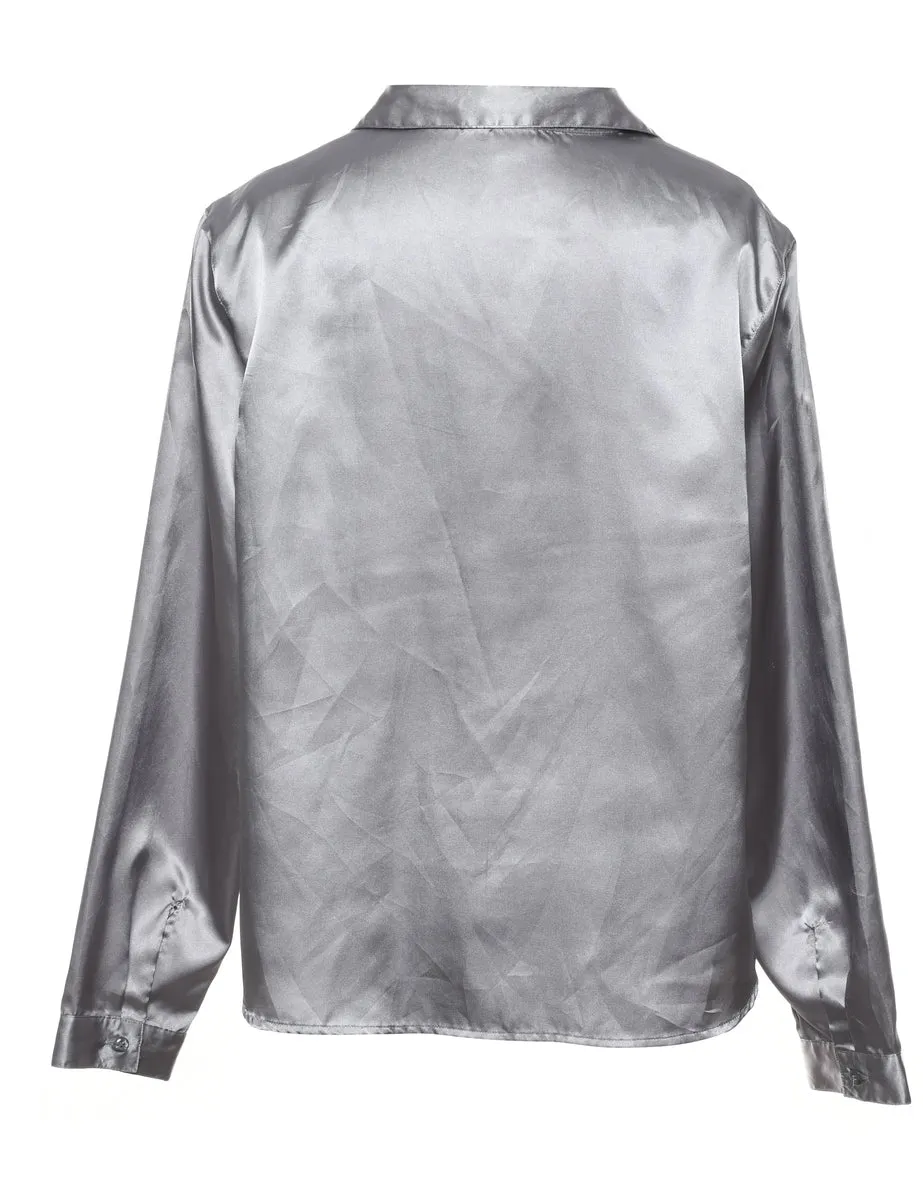 Silver Shiny Metallic Shirt - XL