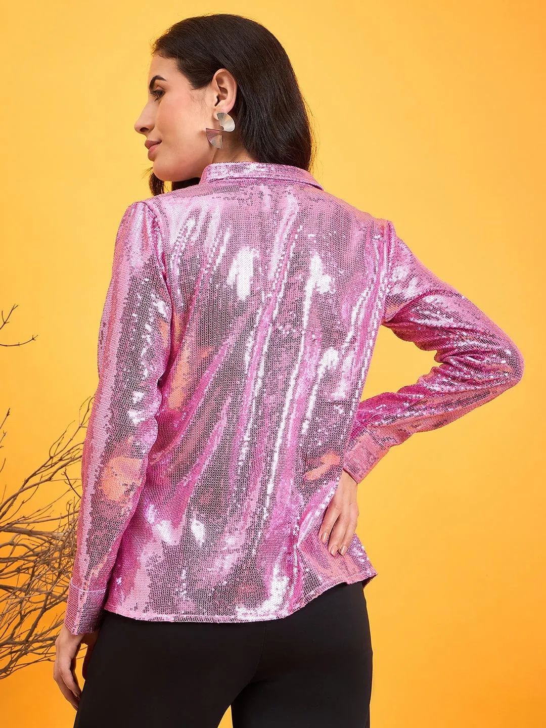 Sparkling Pink Sequined Shirt