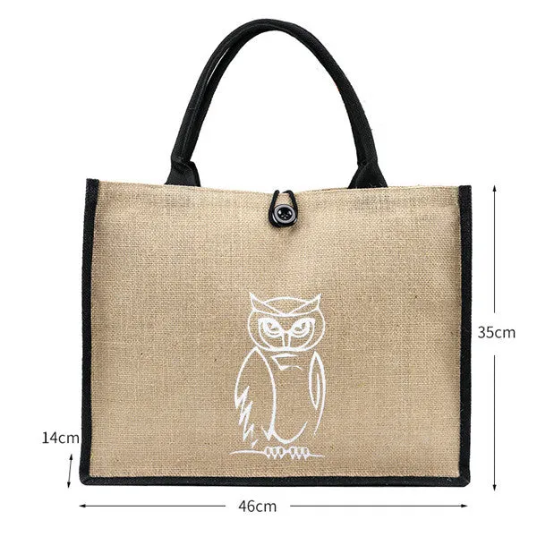 Summer Flamingo Owl Linen Tote Bag, Cream