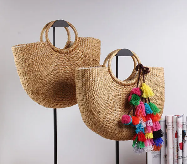 Summer Straw Beach Tote Bag