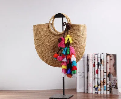 Summer Straw Beach Tote Bag