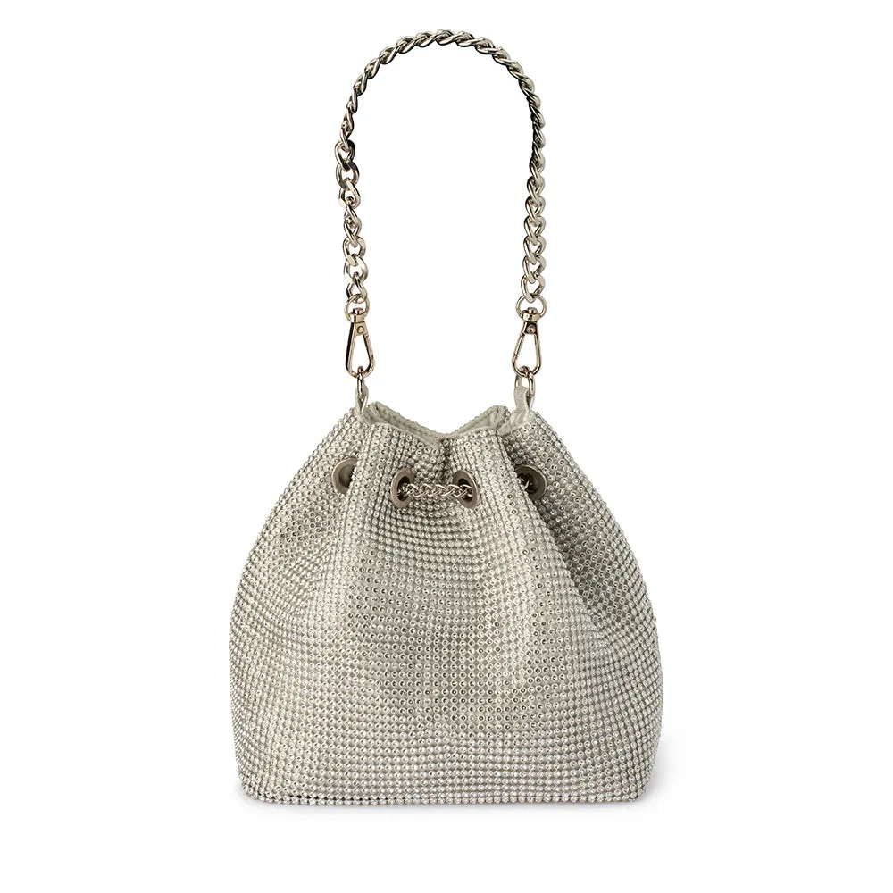 Sylvie Crystal Pouch in Silver