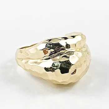 Unique Irregular Shape Shiny Metallic Gold Tone Brass Ring