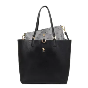 US POLO ASSN. WOMEN MALIBU L SHOPPING W/POUCH PRINTED IN BLACK