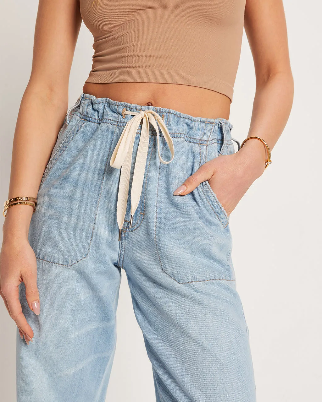 Westley Drawstring Wide Leg Jeans