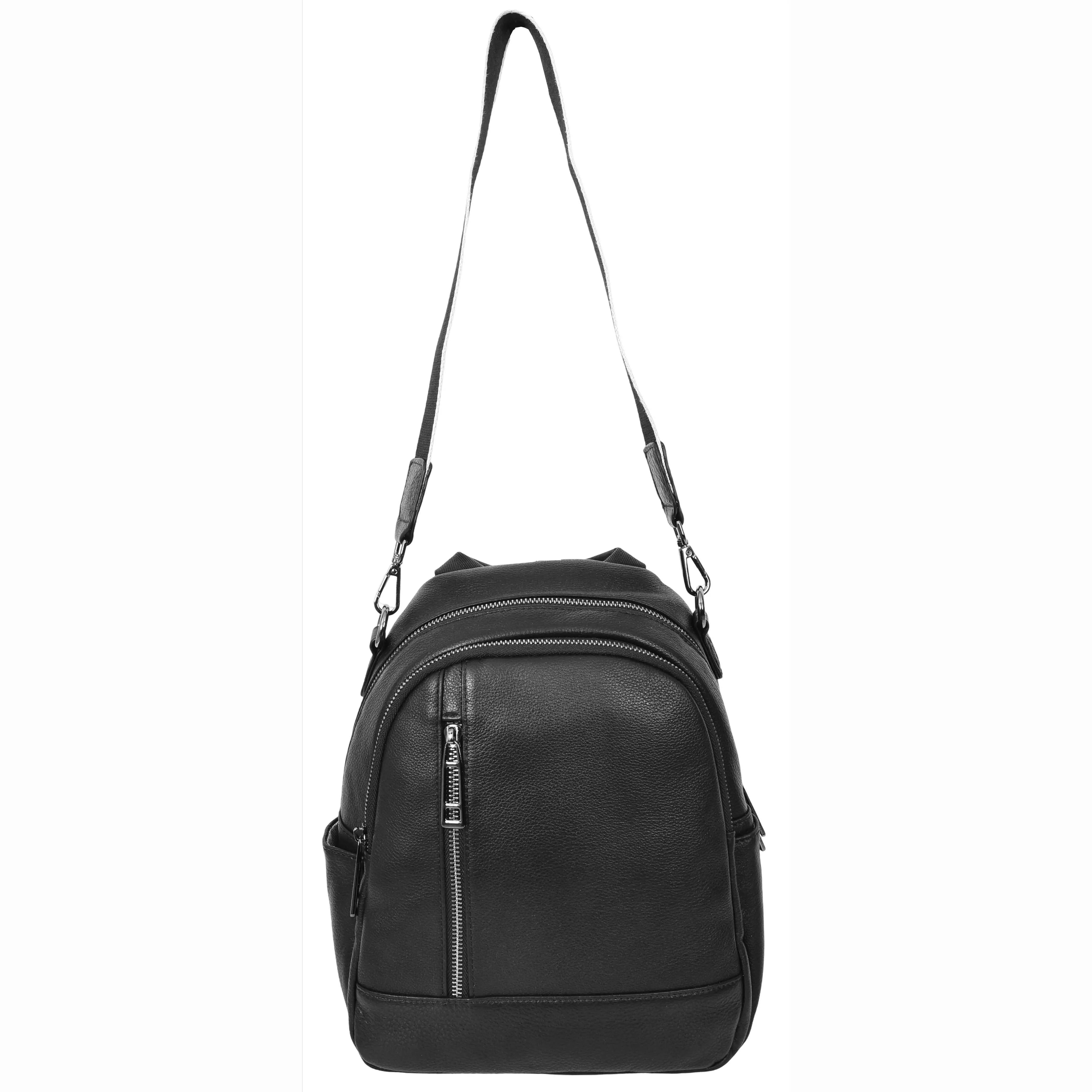 Womens Real Leather Casual Backpack Victoria Black