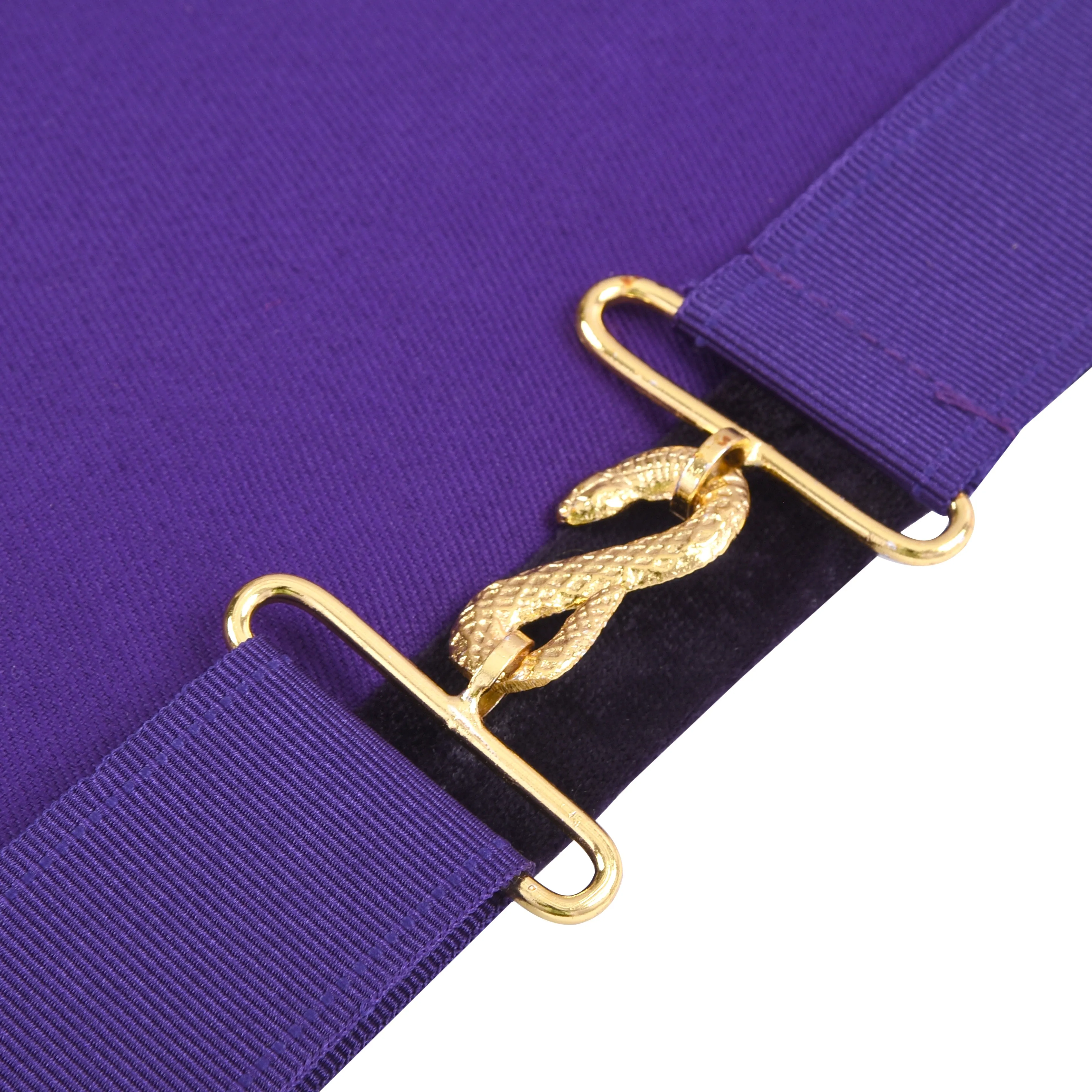 Worthy Patron OES Apron - Purple Velvet Hand Embroidery With Laurel Wreath