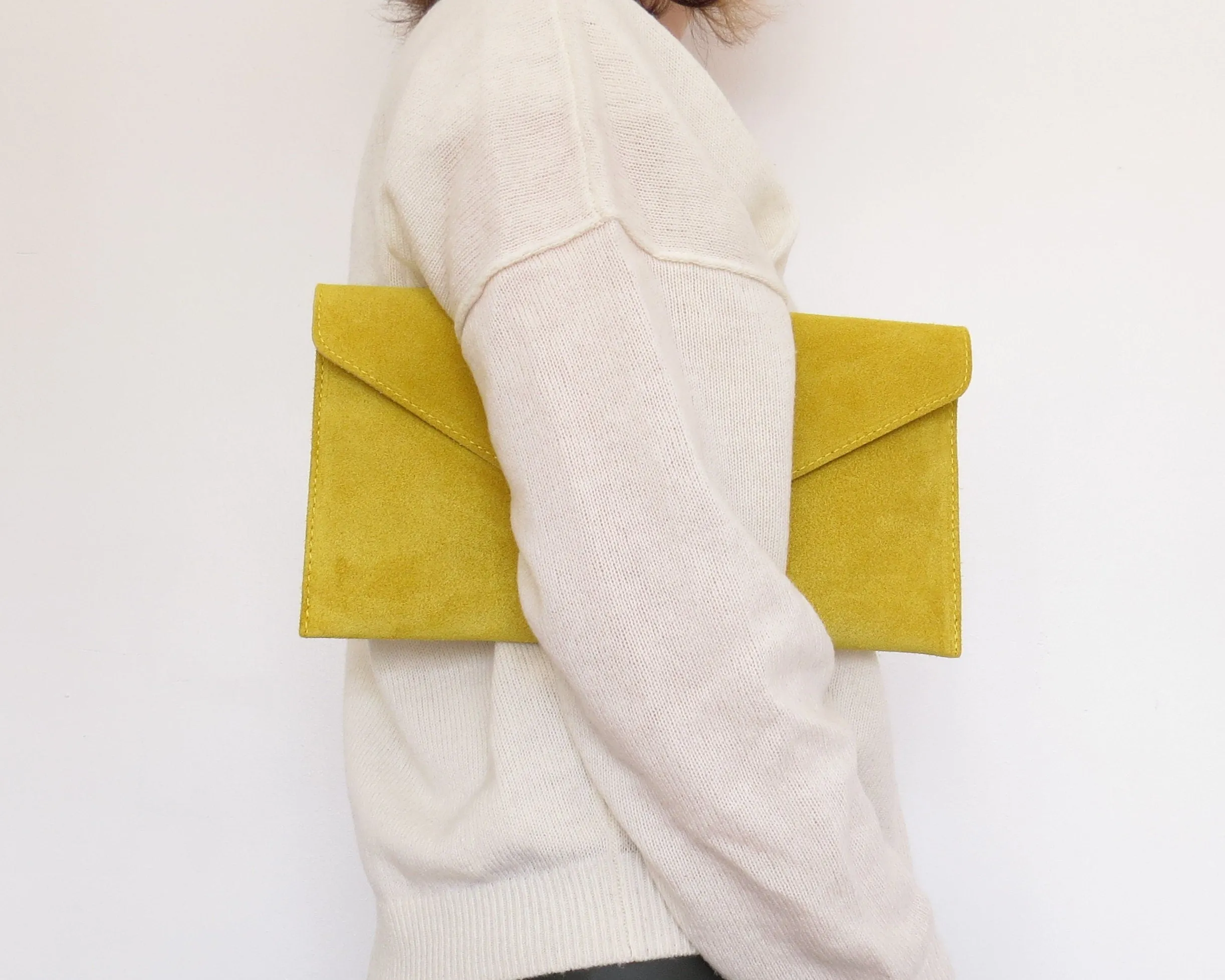 Yellow envelope clutch bag